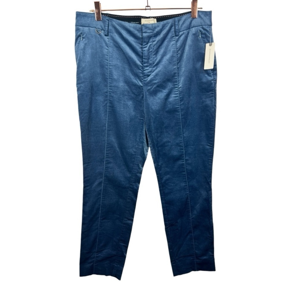 NWT Anthropologie The Essential Velvet Slim Trousers Blue Size 8‎ - Picture 5 of 12